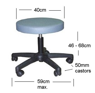 This ABCO gas lift work stool comes in a large range of vinyl colours and has a thick comfortable seat.