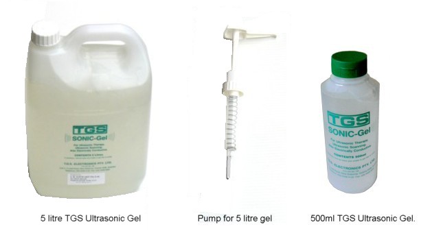 TGS Ultrasonic Gel in 5 litre and 500ml bottle, clear conductive gel for use with ultrasound or contractor
