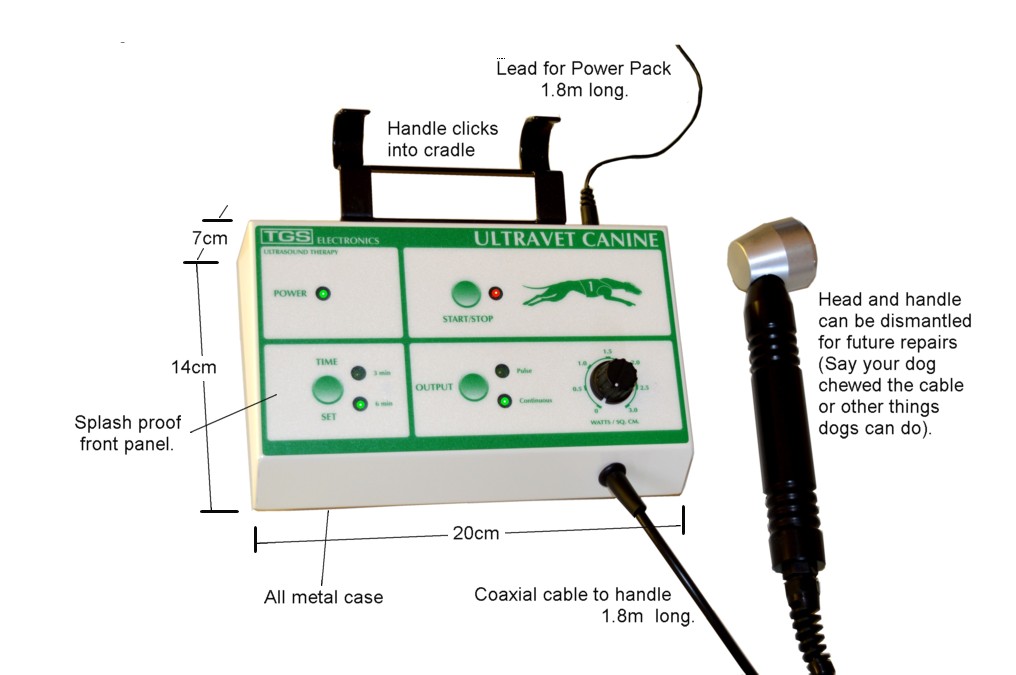 ultrasound for treating muscle and tendon injuries in greyhounds by the TGS US-7c canine